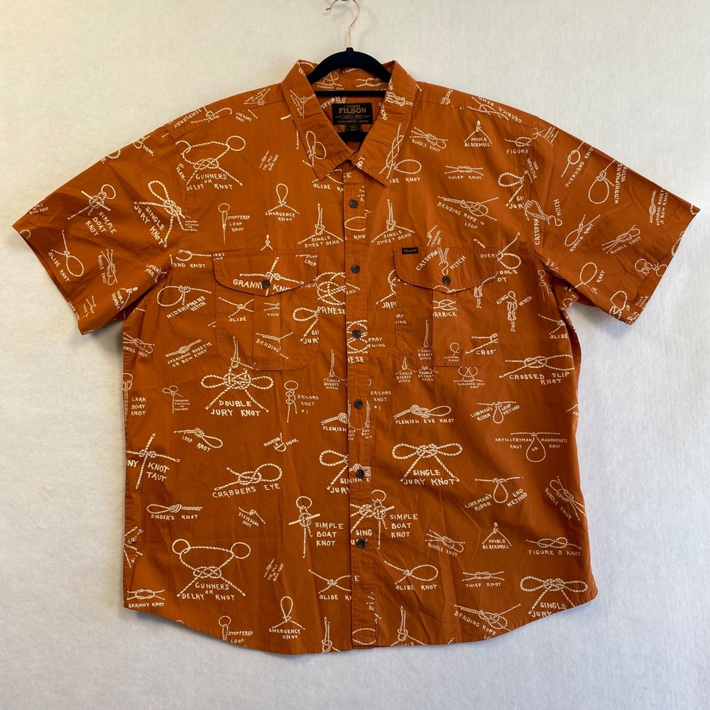 Filson Washed Short Sleeve Feather‎ Cloth Shirt XXL NWT Bourbon Knots Print - Picture 2 of 8